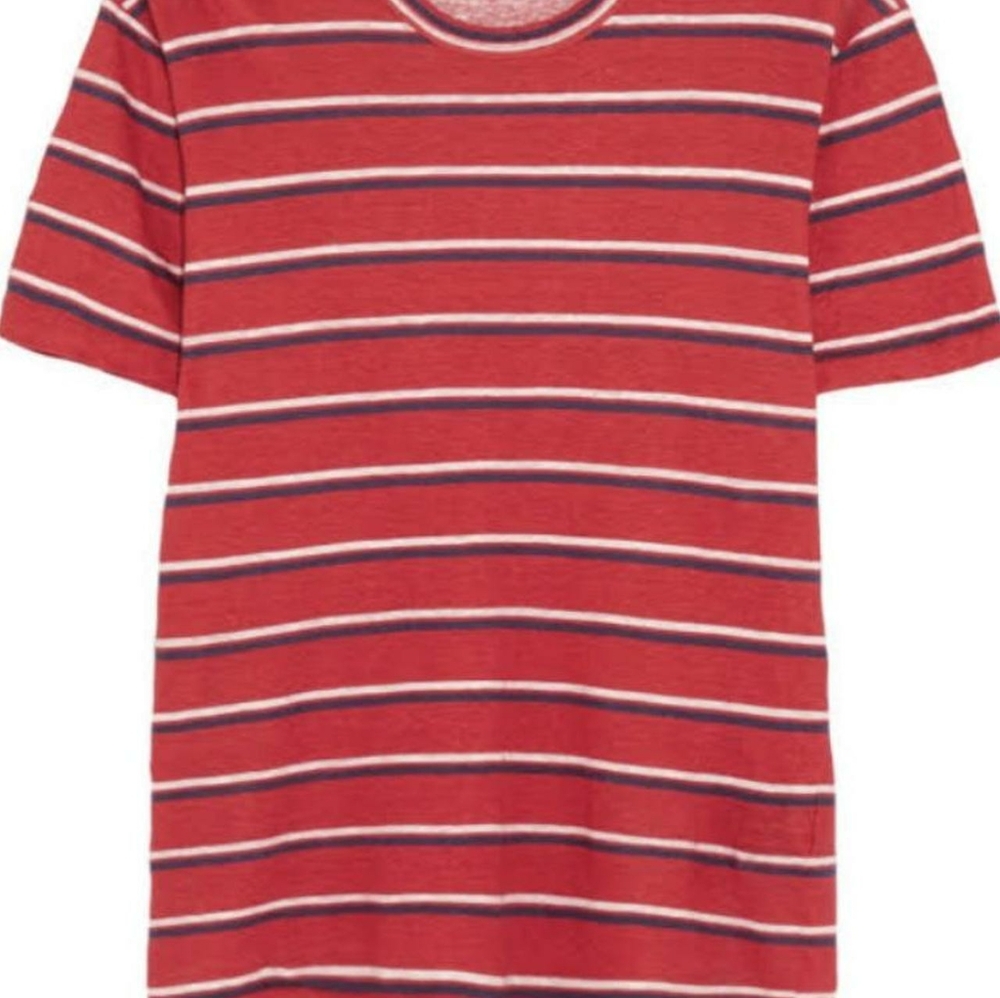 ISABEL MARANT ETOILE 'KEN' Red Striped 100% Linen Tee